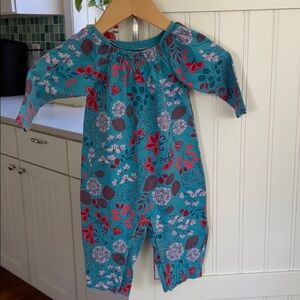 Tea Collection Teal Floral Cotton Romper
